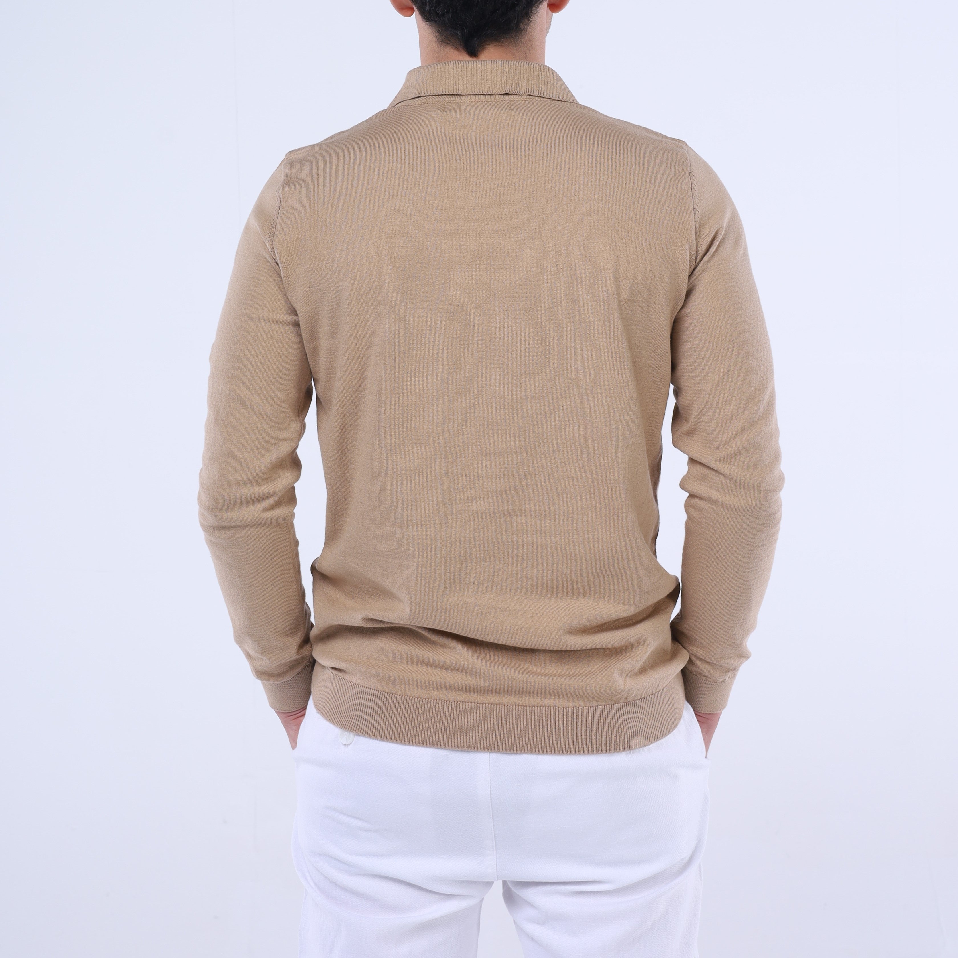 قميص بولو محبوك بأكمام طويلة من SOLID