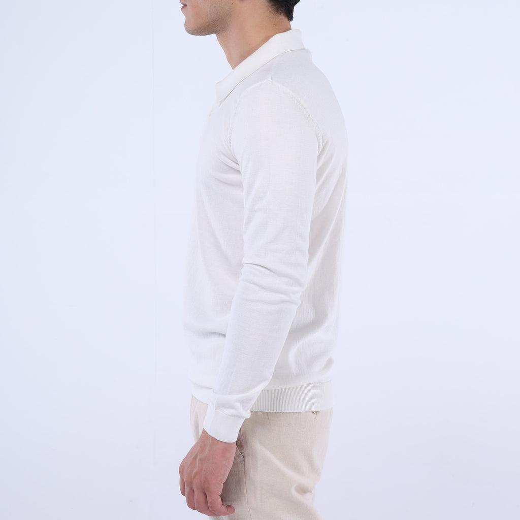 Cotton Knit Long-Sleeve Polo