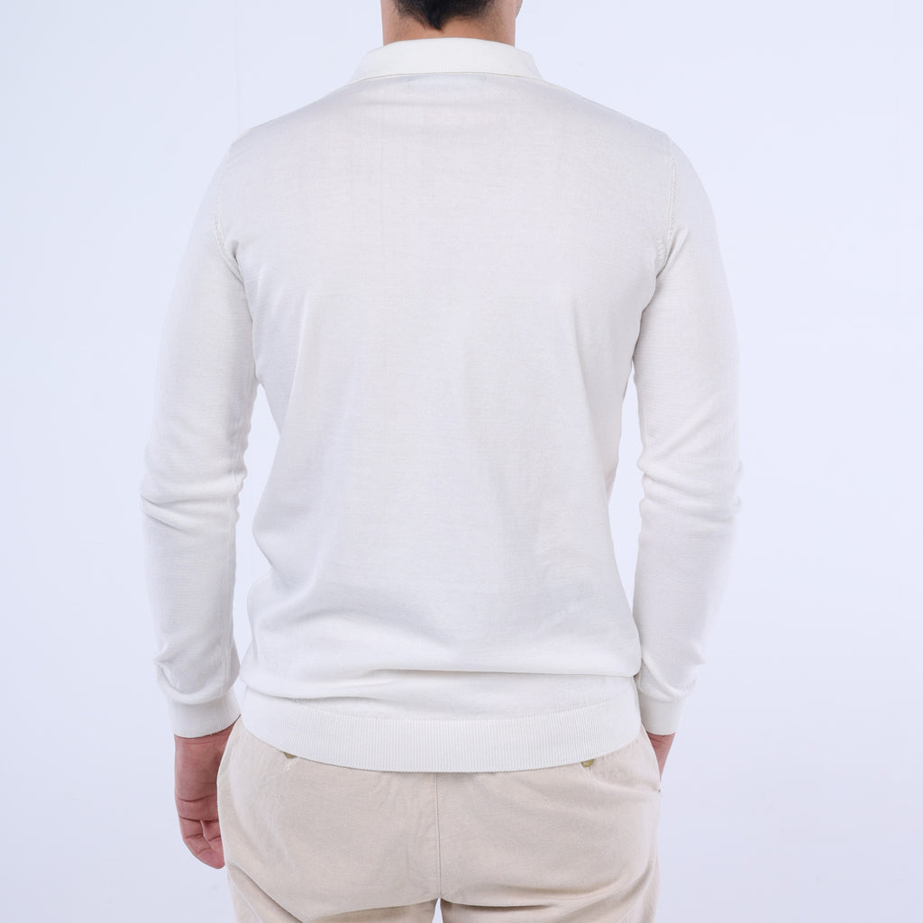 Cotton Knit Long-Sleeve Polo