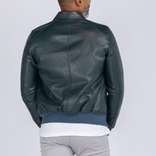 Load image into Gallery viewer, LAMB LEATHER COLLAR BOMBER JACKET
