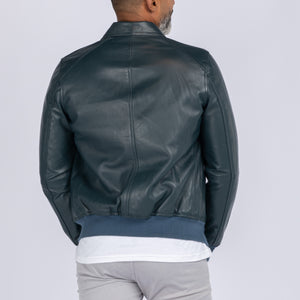 LAMB LEATHER COLLAR BOMBER JACKET