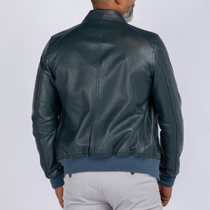 LAMB LEATHER COLLAR BOMBER JACKET