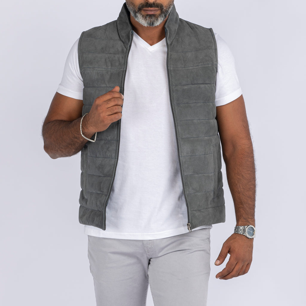 Goat Suede Puffer Vest