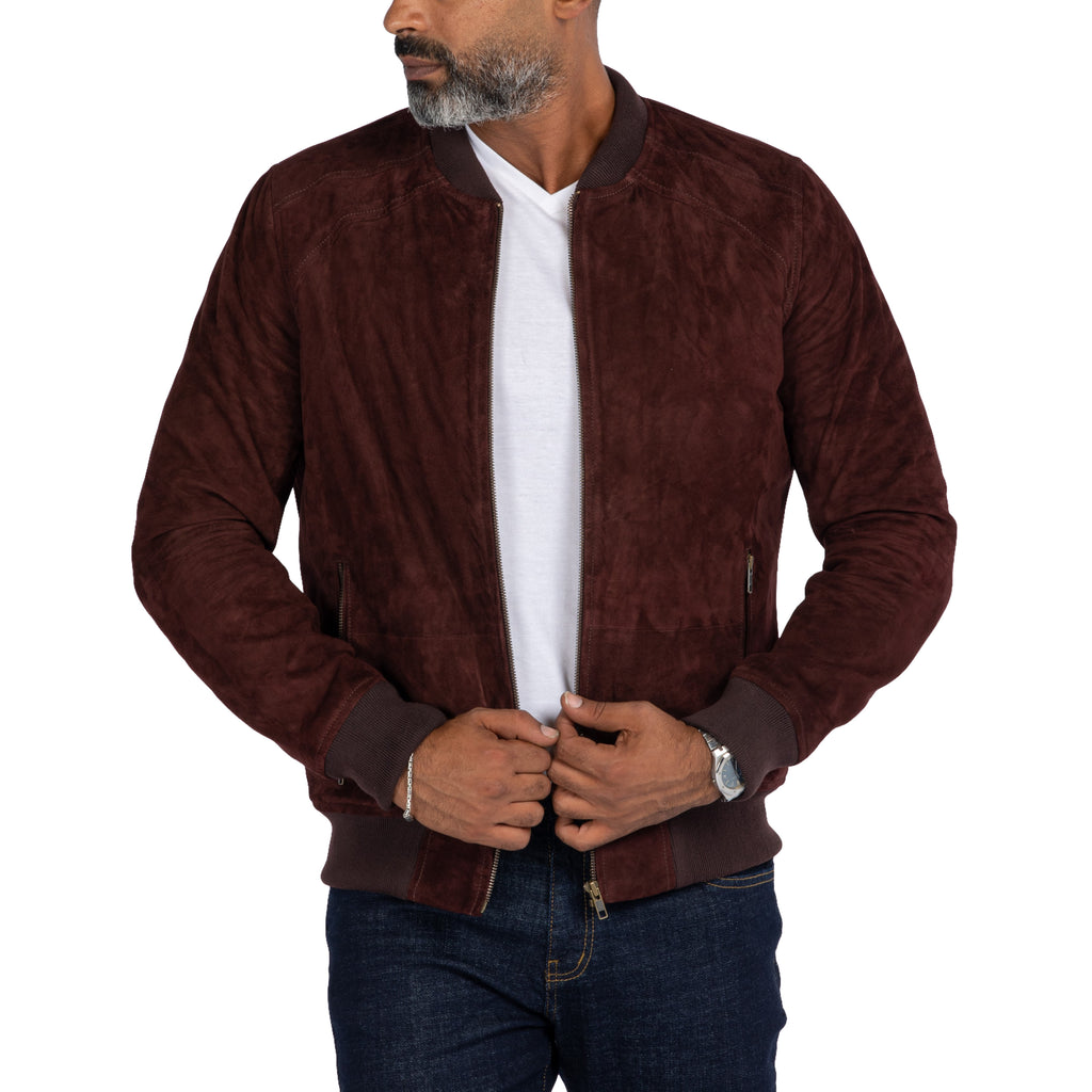 ذا أفينيو – جاكيت بومبر بسحاب من جلد الغزال