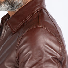 Load image into Gallery viewer, LAMB LEATHER COLLAR BOMBER JACKET
