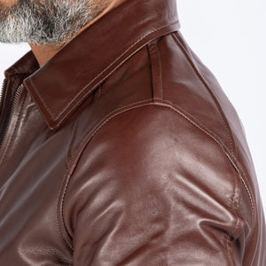 LAMB LEATHER COLLAR BOMBER JACKET