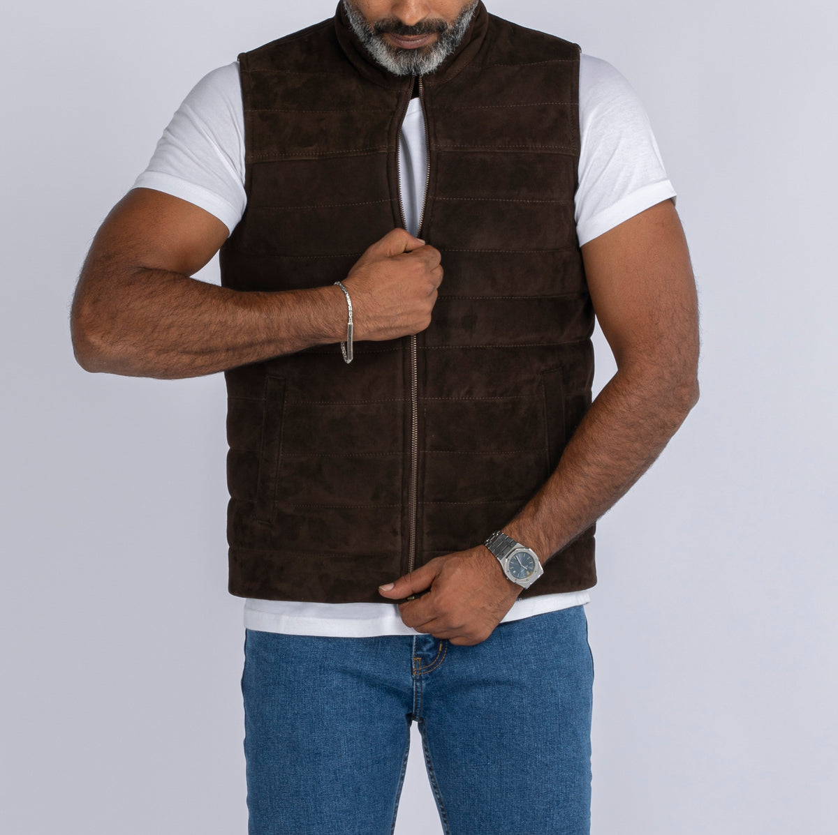 Goat Suede Puffer Vest