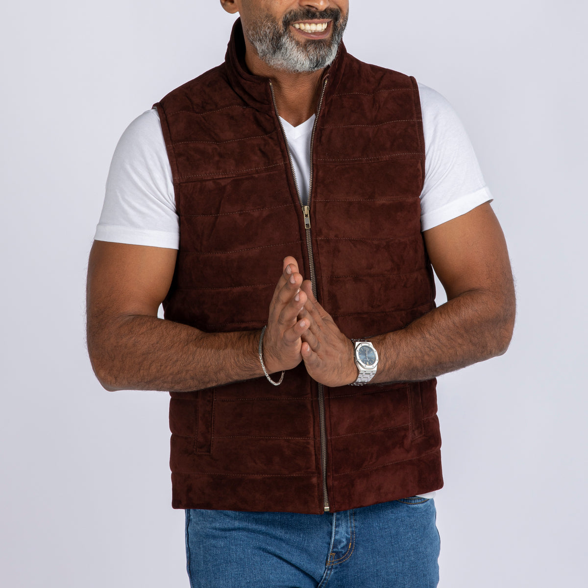 Goat Suede Puffer Vest
