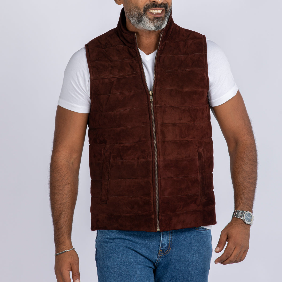 Goat Suede Puffer Vest