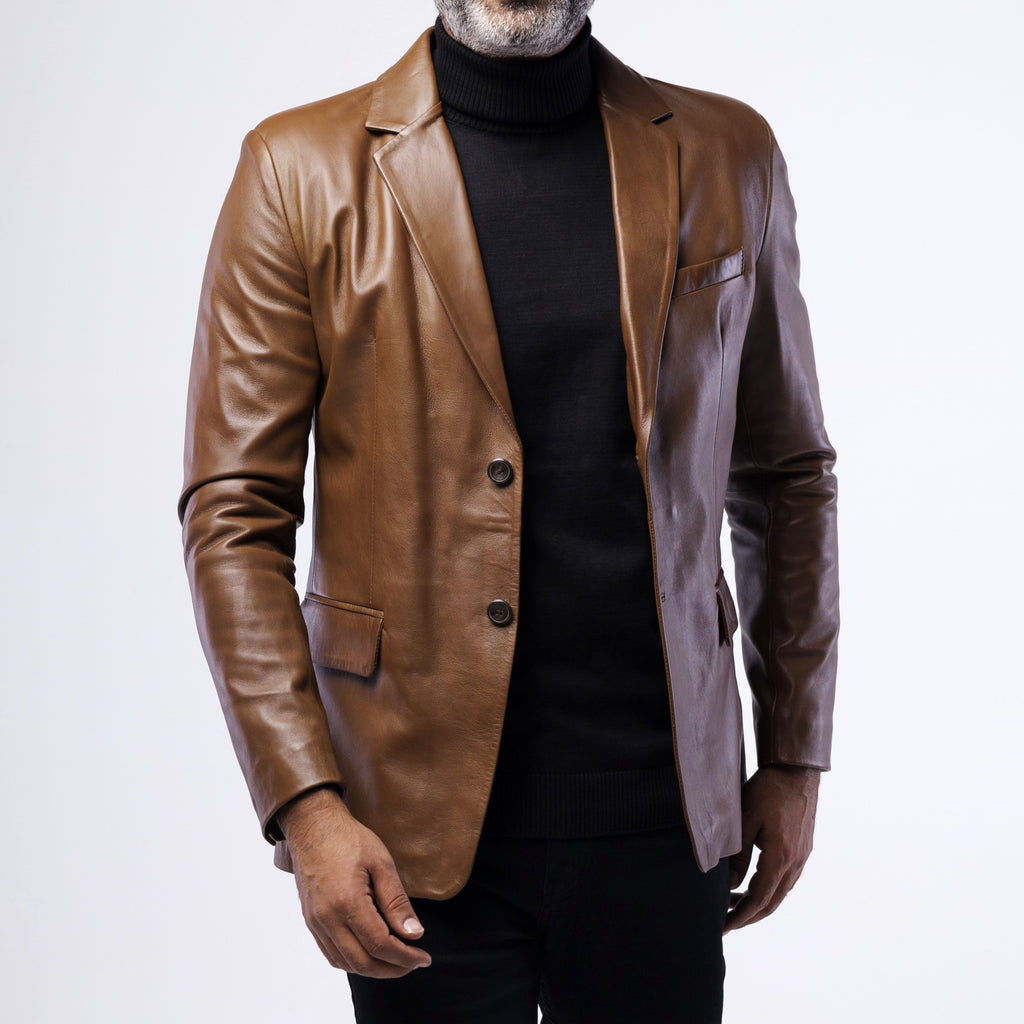 LAMB LEATHER SLIM FIT BLAZER SOLID essentials