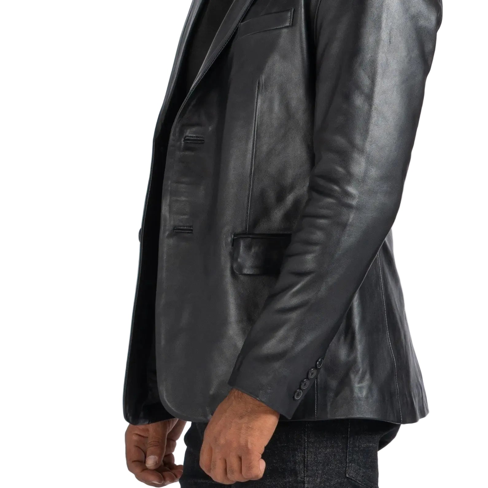 LAMB LEATHER SLIM FIT BLAZER SOLID essentials