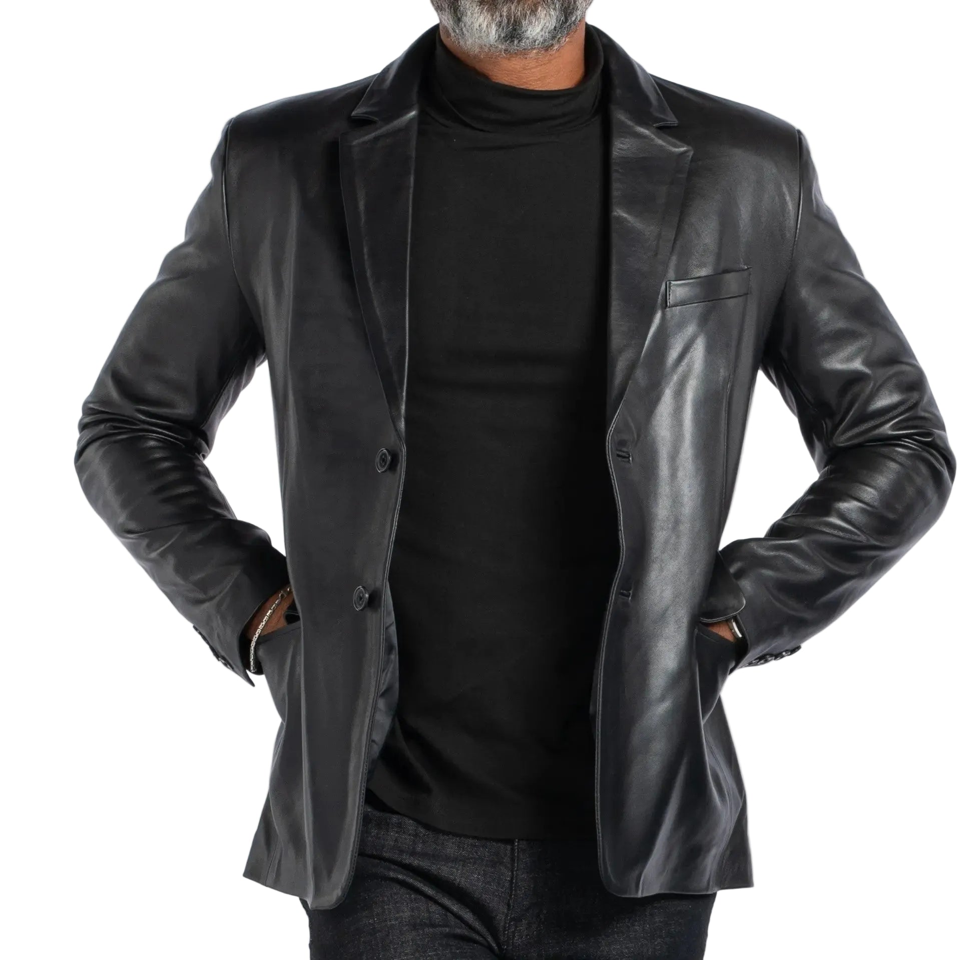 LAMB LEATHER SLIM FIT BLAZER SOLID essentials