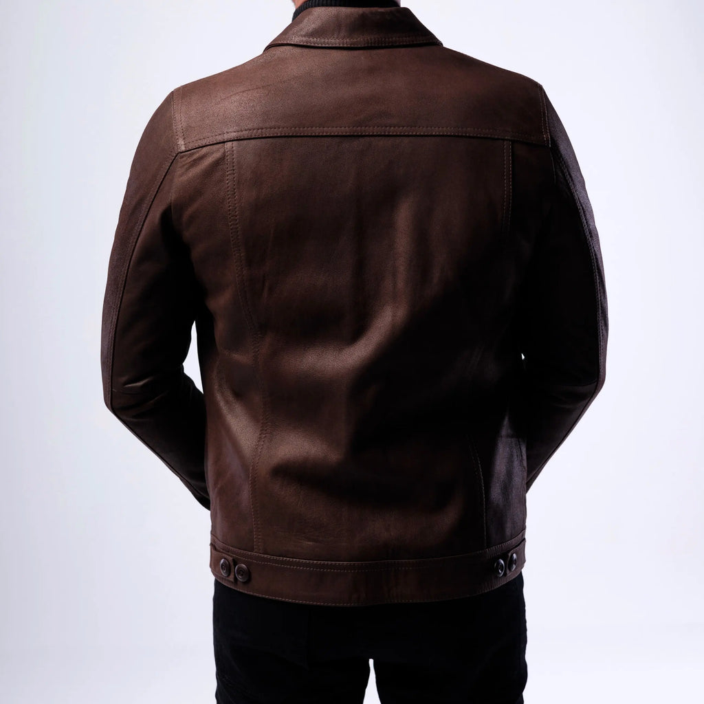 LAMBSKIN RUGGED TRUCKER JACKET SOLID essentials