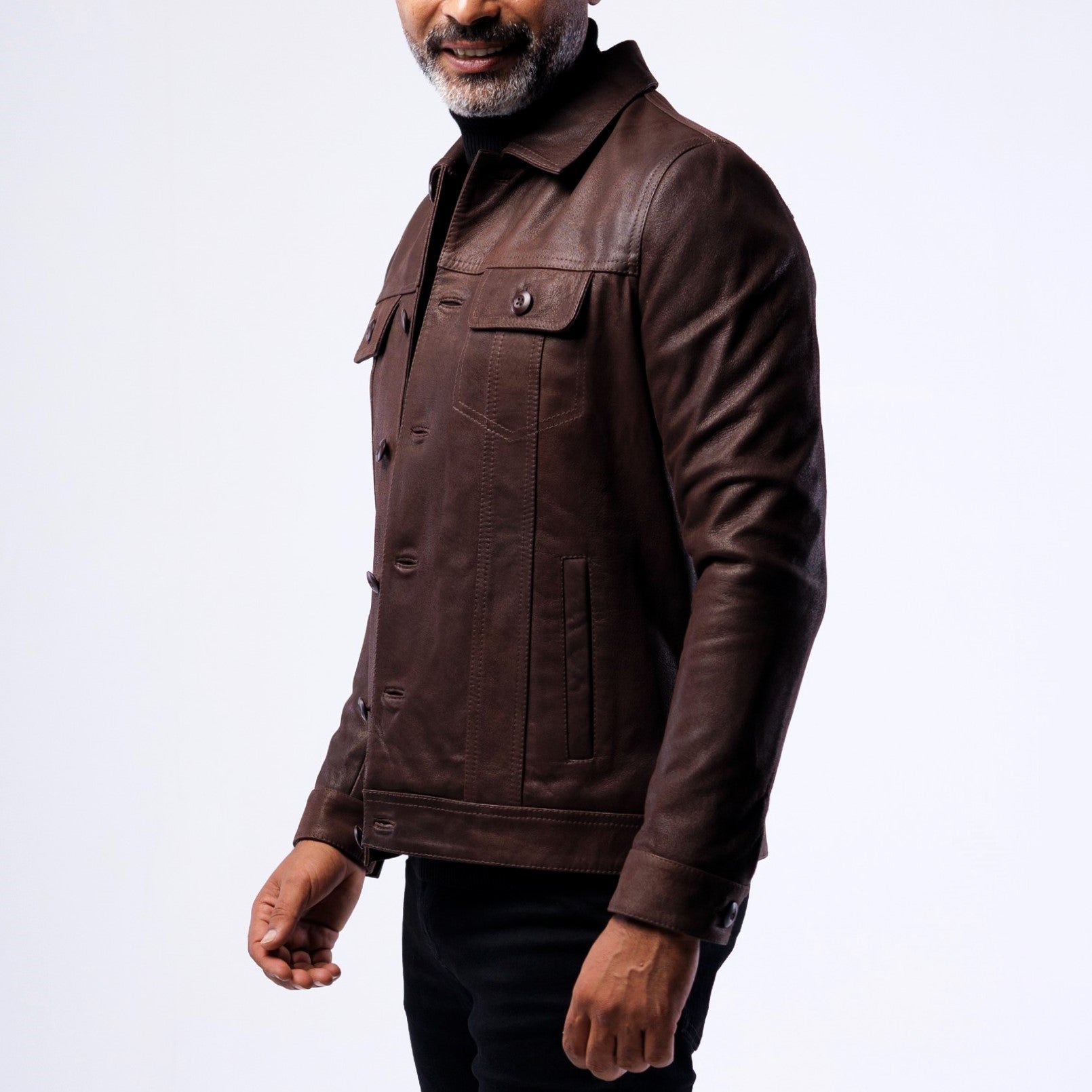 LAMBSKIN RUGGED TRUCKER JACKET SOLID essentials