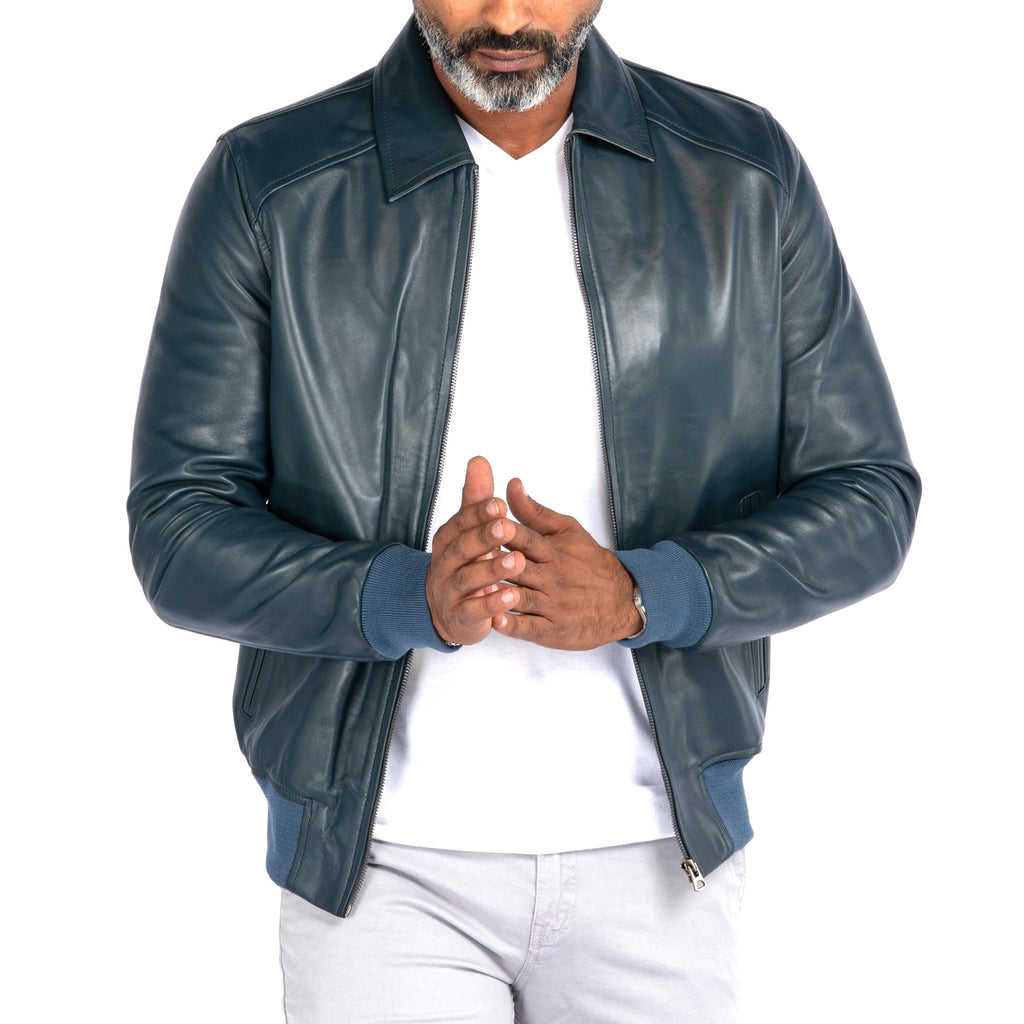 Lambskin Collar Bomber Jacket SOLID essentials