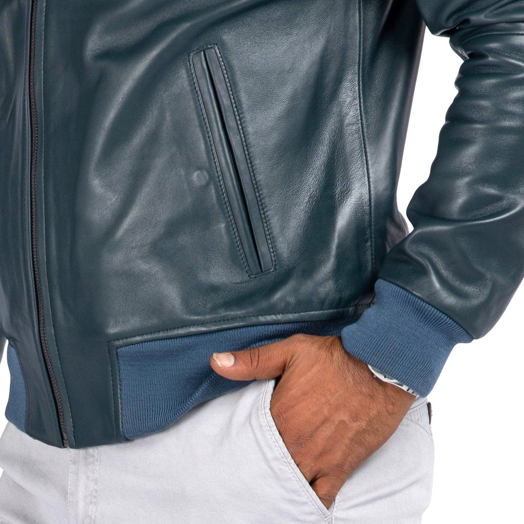 Lambskin Collar Bomber Jacket SOLID essentials