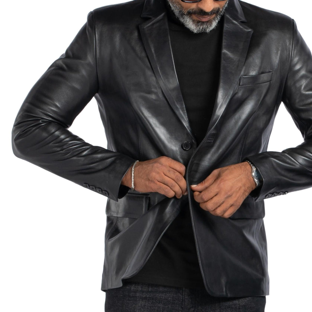 Lambskin Slim-Fit Blazer - Black SOLID essentials