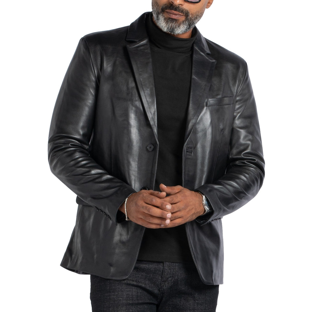Lambskin Slim-Fit Blazer - Black SOLID essentials