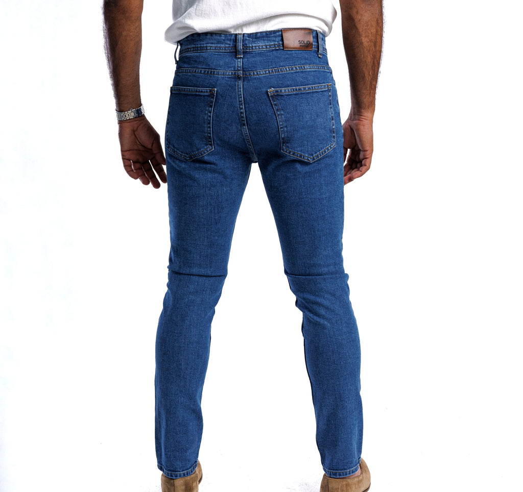 بنطال جينز ضيق من SOLID Raw Denim - 11 أونصة أزرق