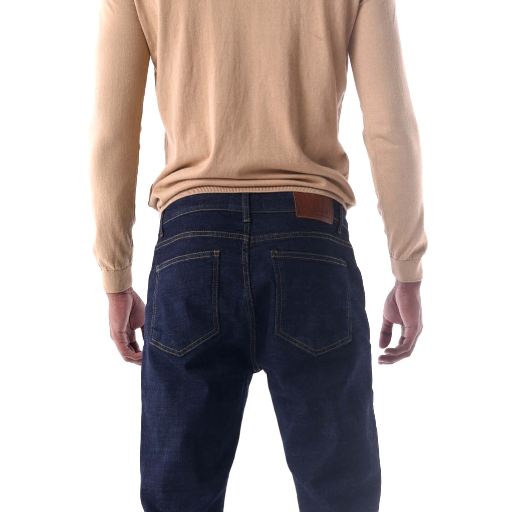 SOLID Indigo Tapered Jeans back detail