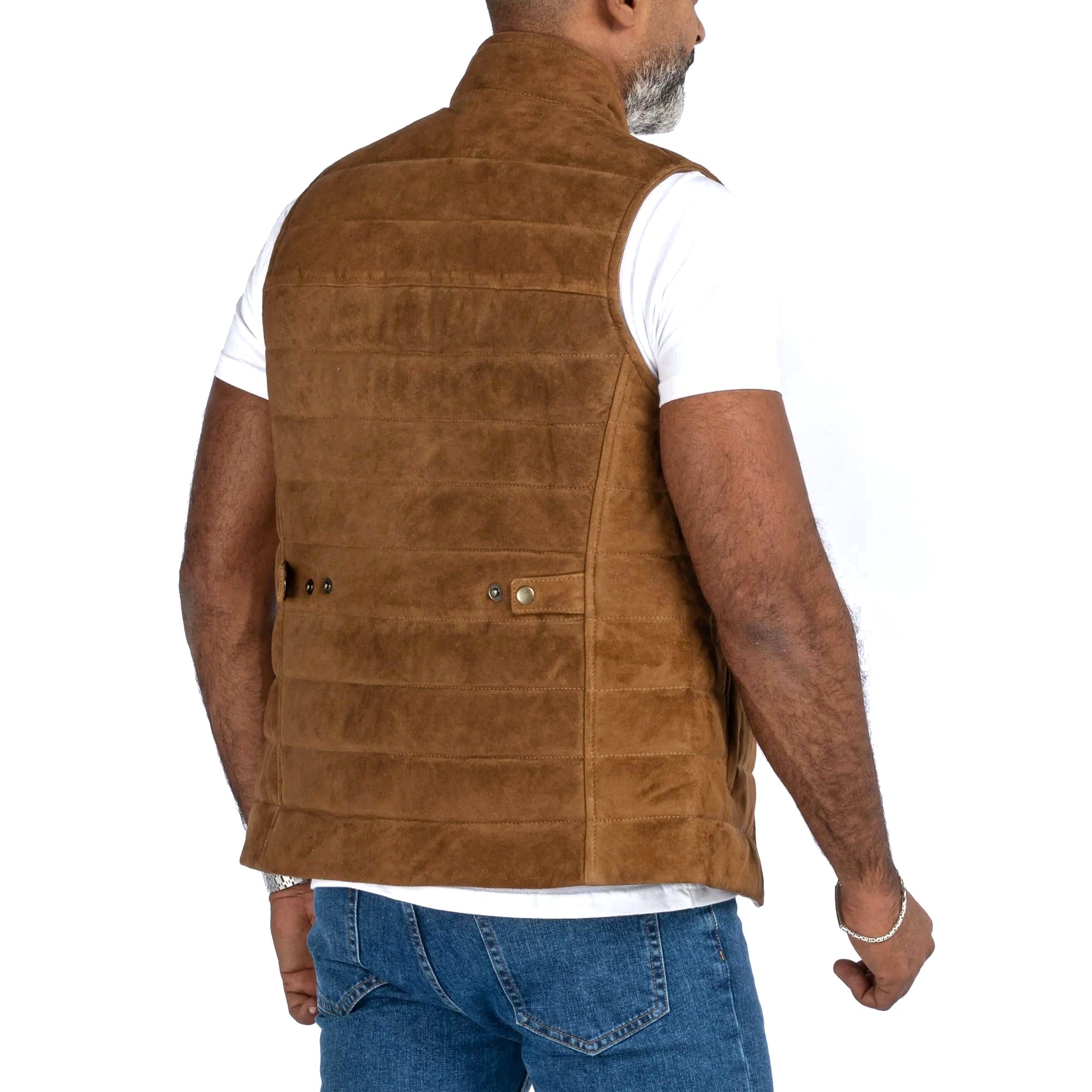 The Puffer Vest in Goat Suede