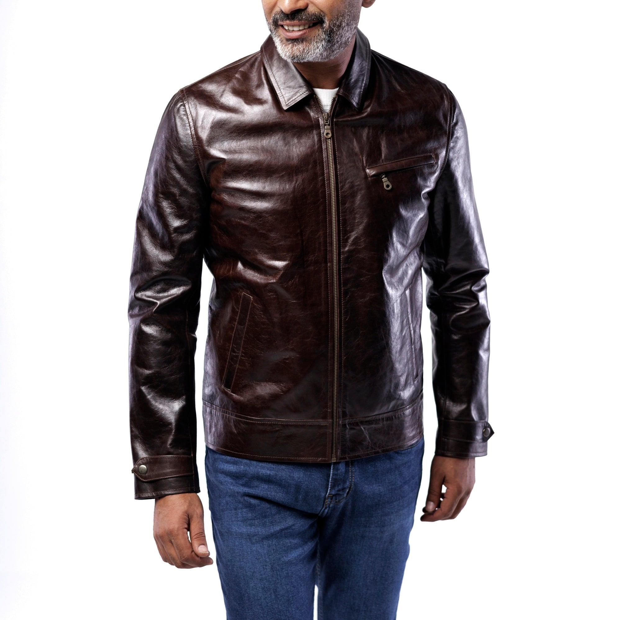The Classic Collar Jacket – Lambskin Edition | Distressed Brown