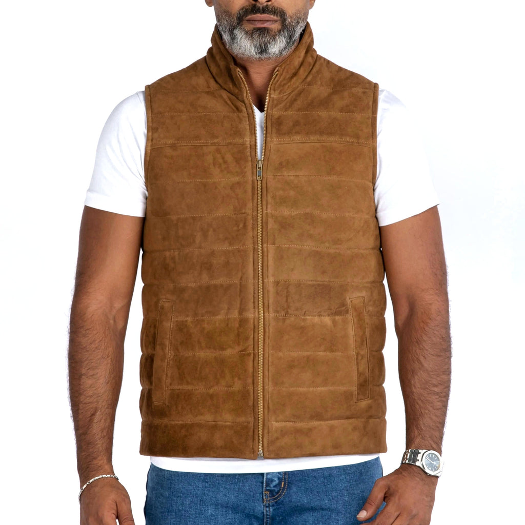 The Puffer Vest in Goat Suede