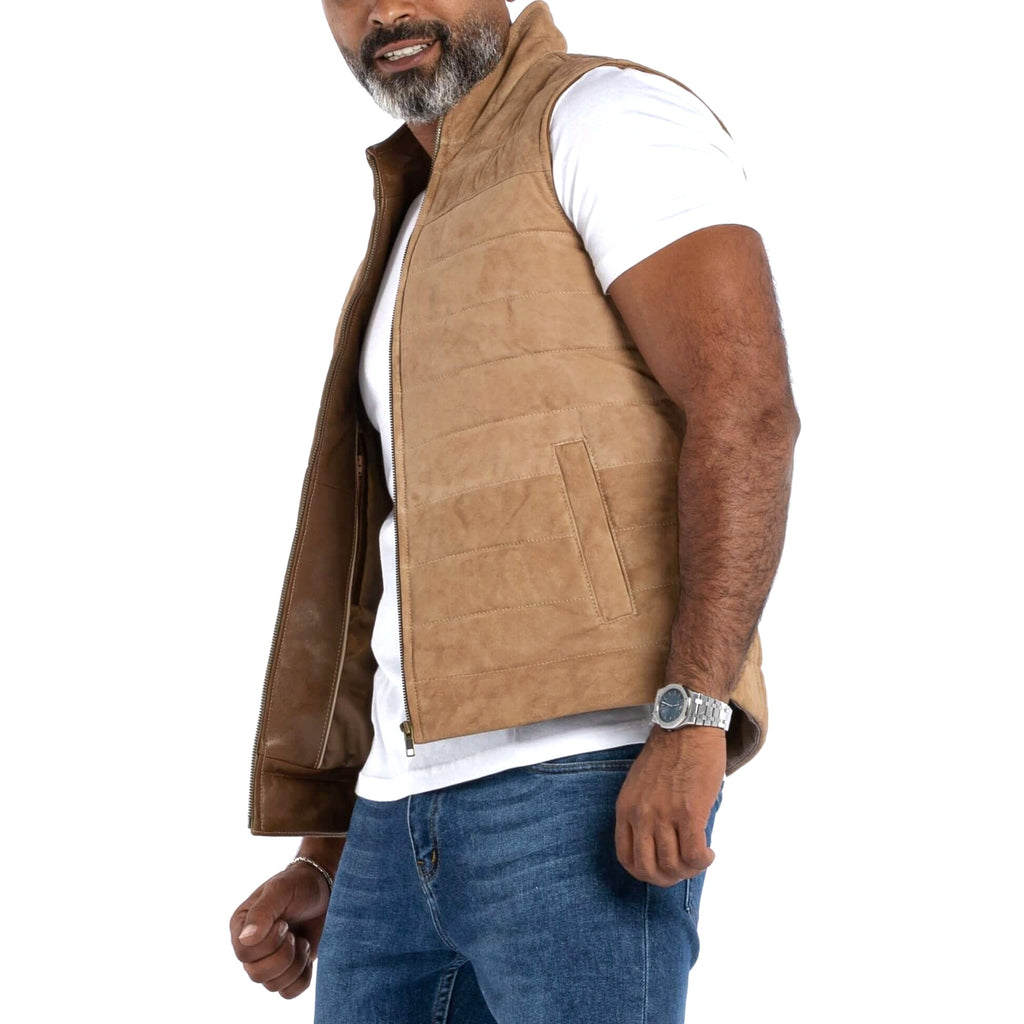 The Puffer Vest in Goat Suede