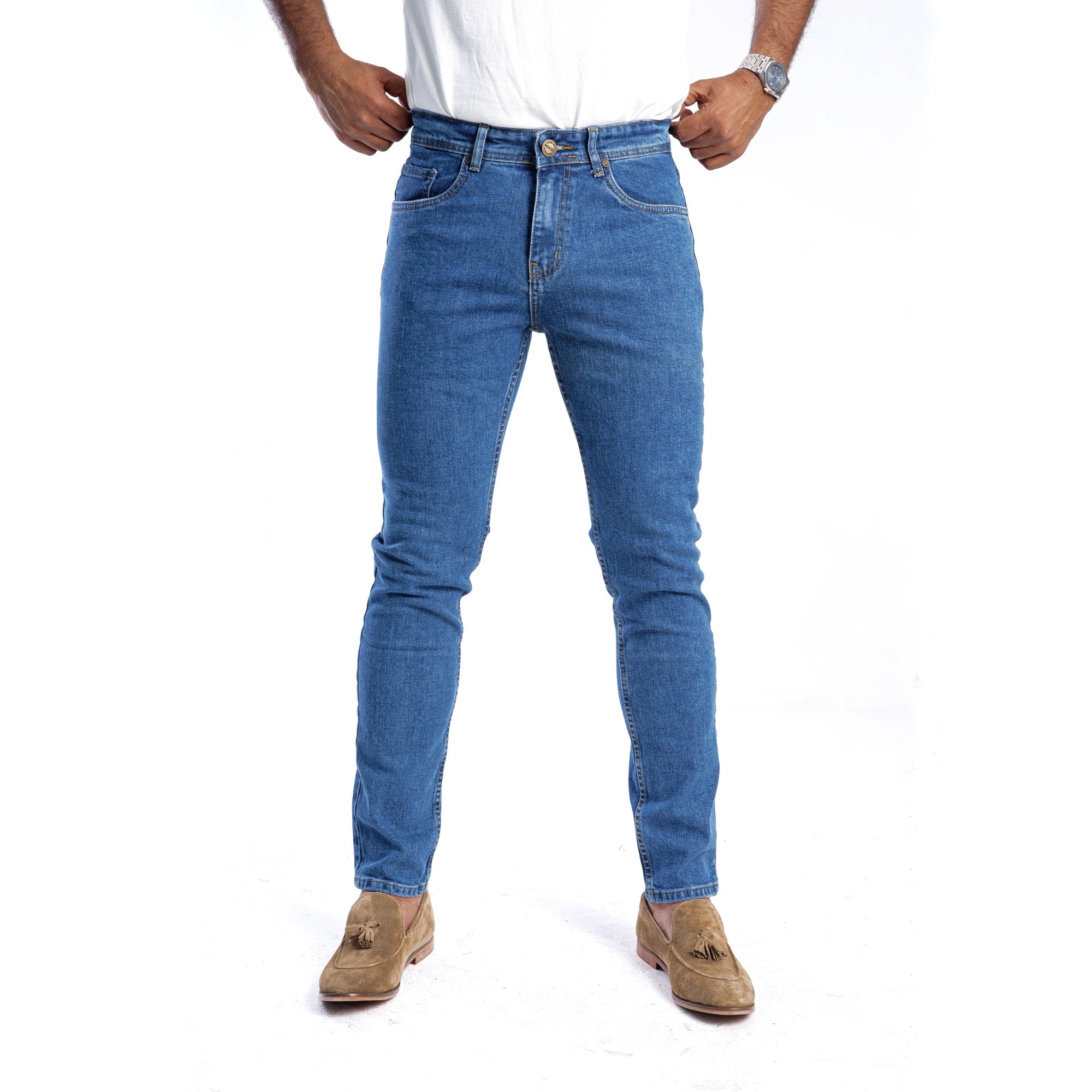 بنطال جينز ضيق من SOLID Raw Denim - 11 أونصة أزرق