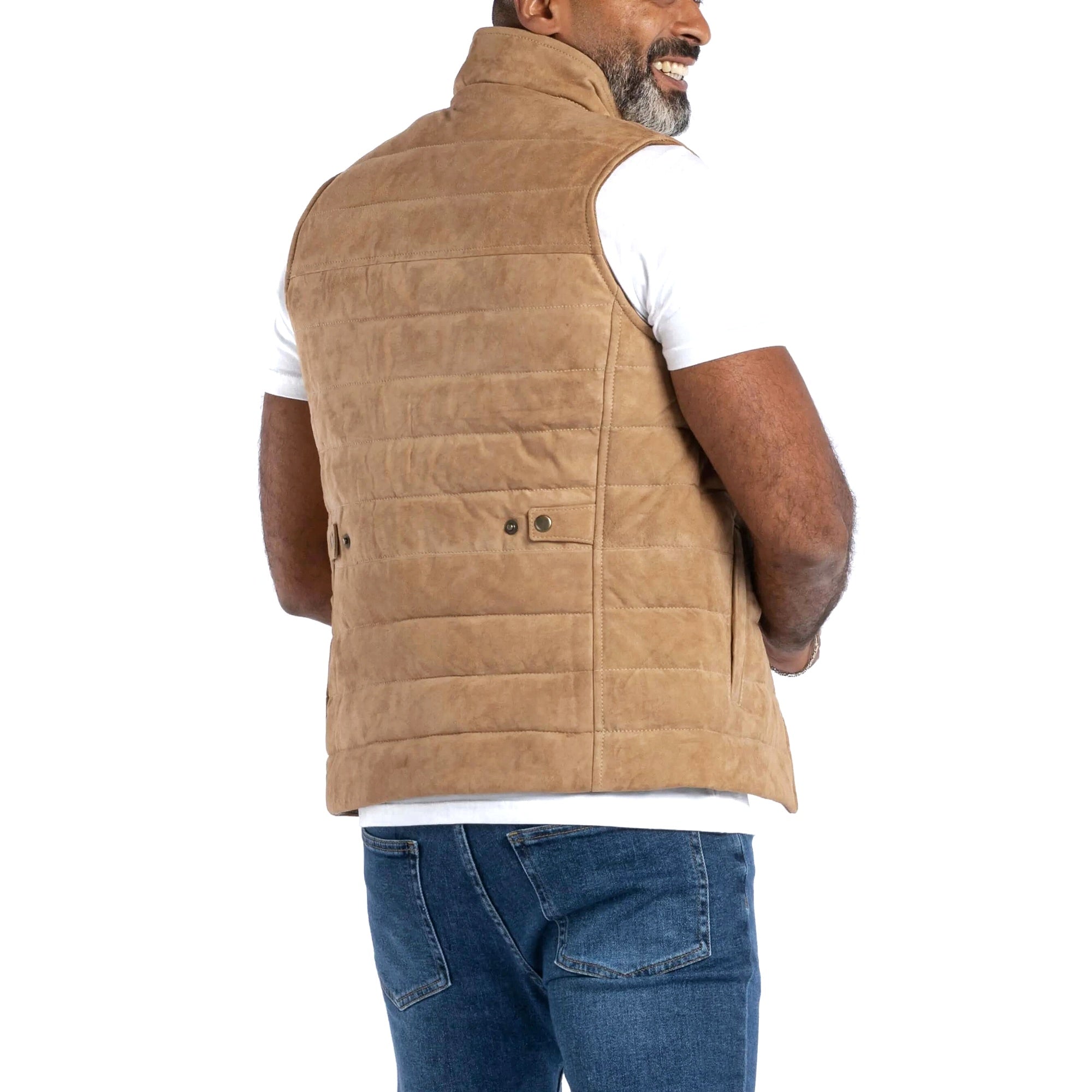 The Puffer Vest in Goat Suede
