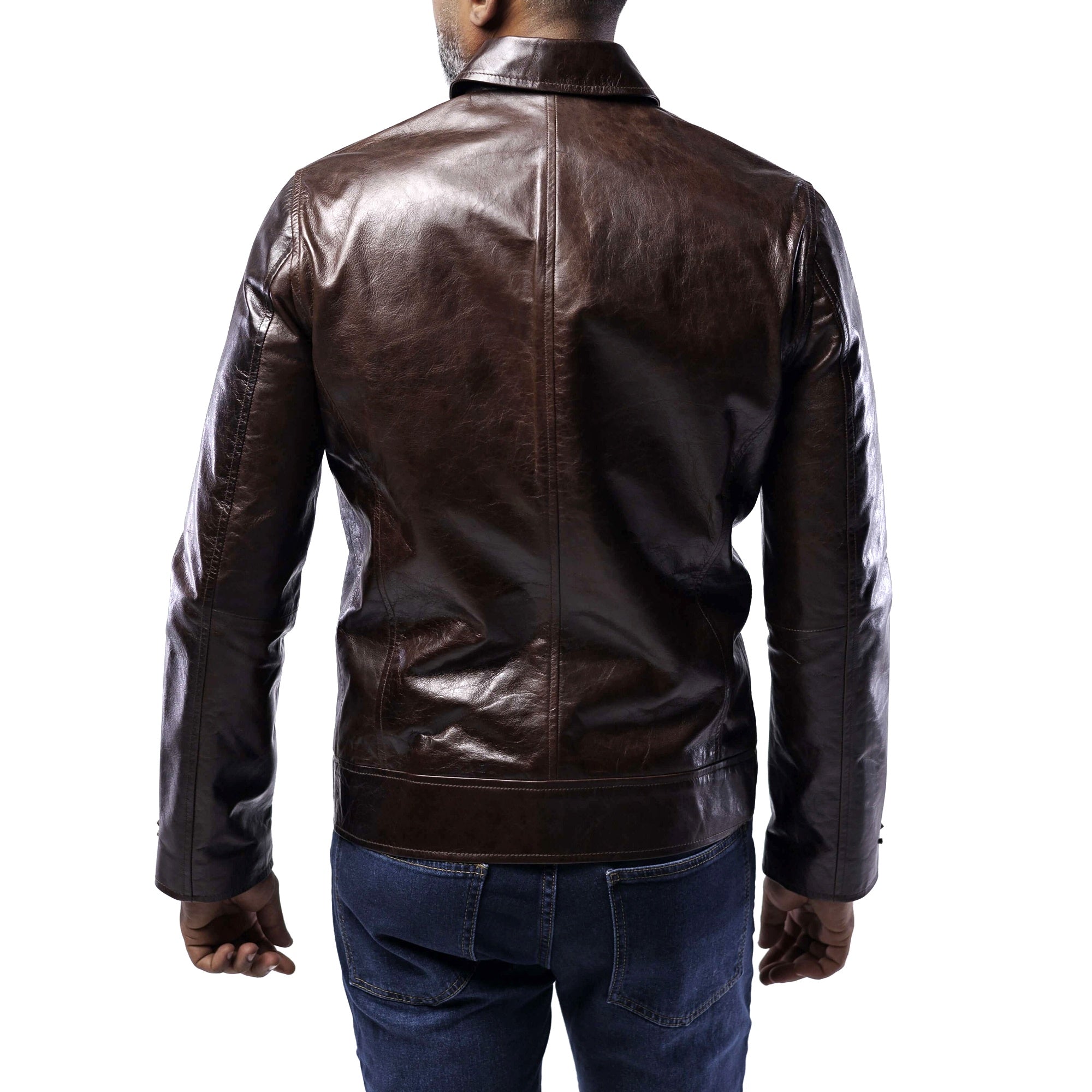 The Classic Collar Jacket – Lambskin Edition | Distressed Brown