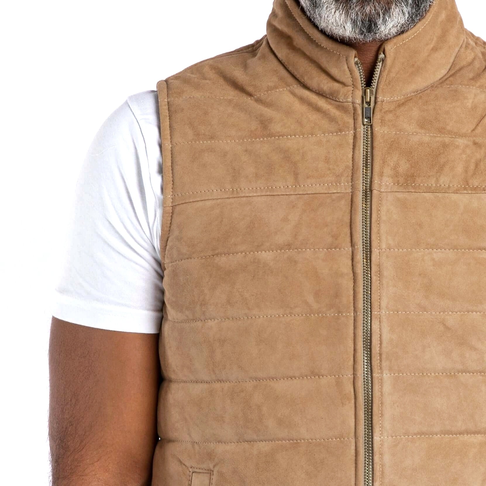 The Puffer Vest in Goat Suede