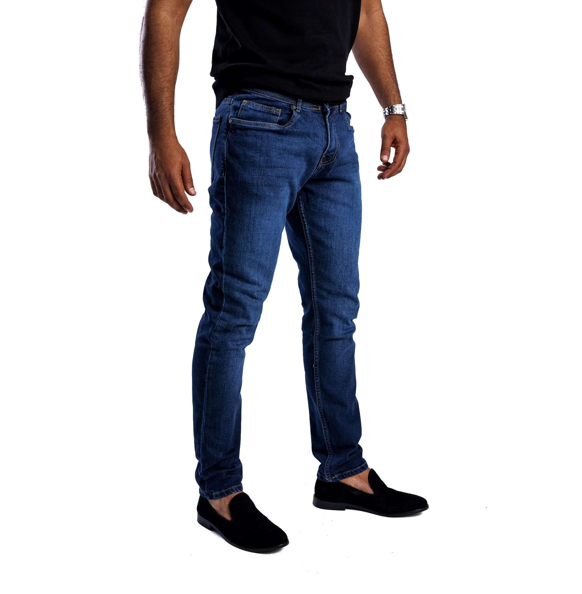 SOLID Extra Dark Wash Tapered Jeans - 3/4