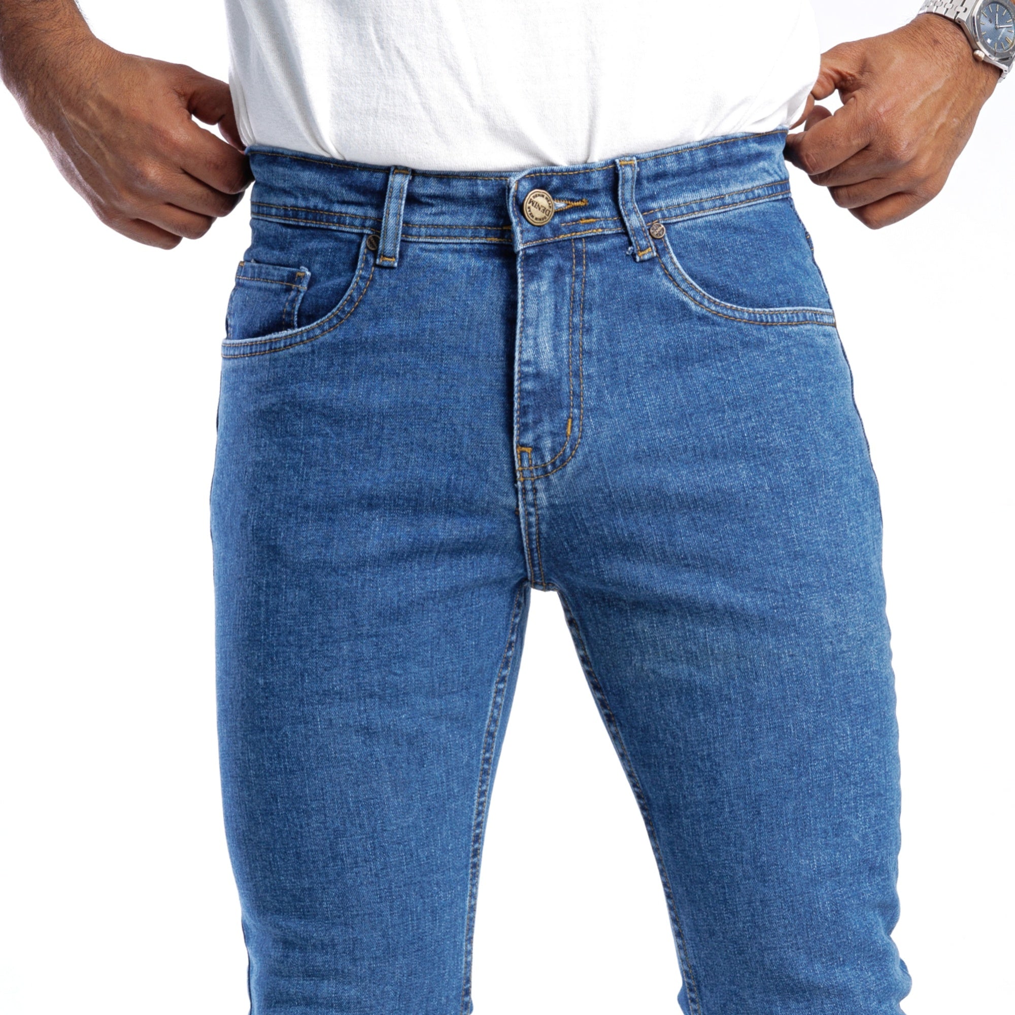 بنطال جينز ضيق من SOLID Raw Denim - 11 أونصة أزرق