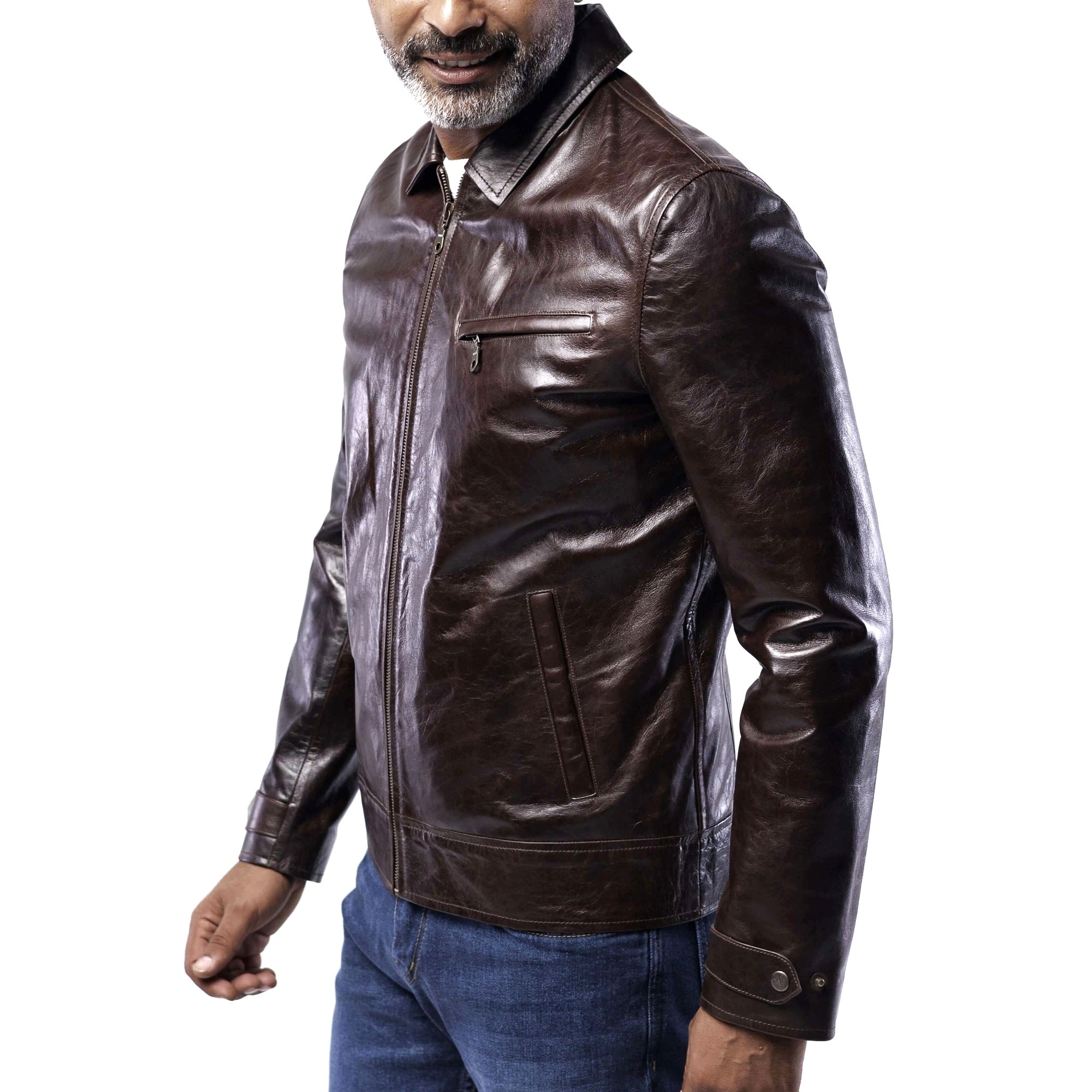 The Classic Collar Jacket – Lambskin Edition | Distressed Brown