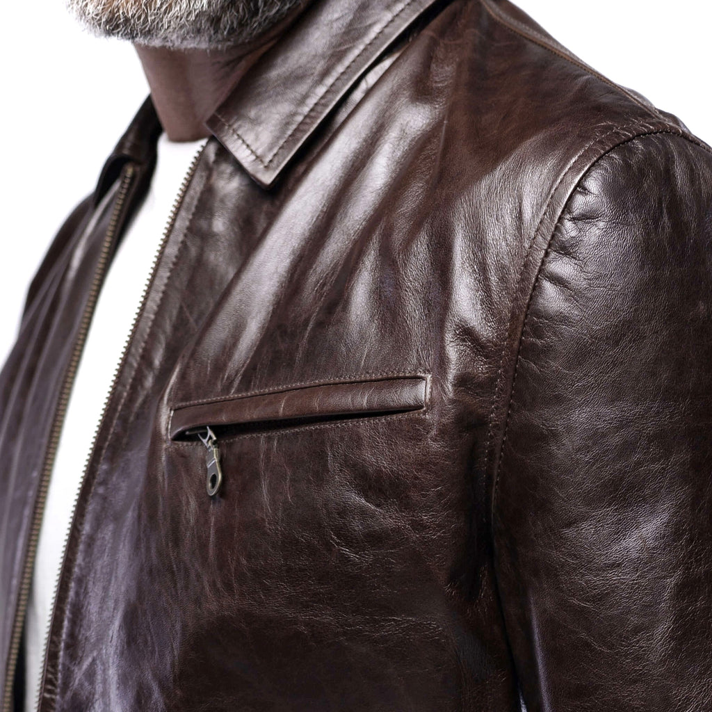 The Classic Collar Jacket – Lambskin Edition | Distressed Brown