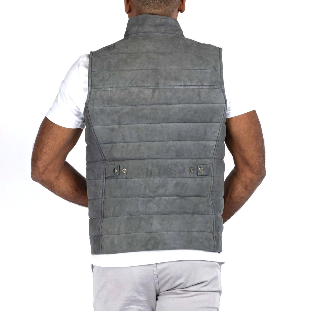 The Puffer Vest in Goat Suede