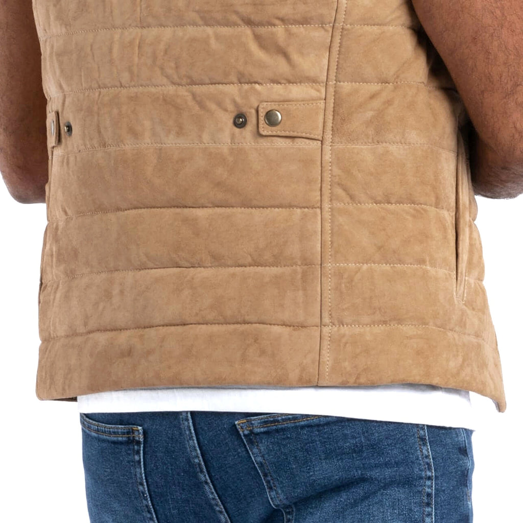 The Puffer Vest in Goat Suede