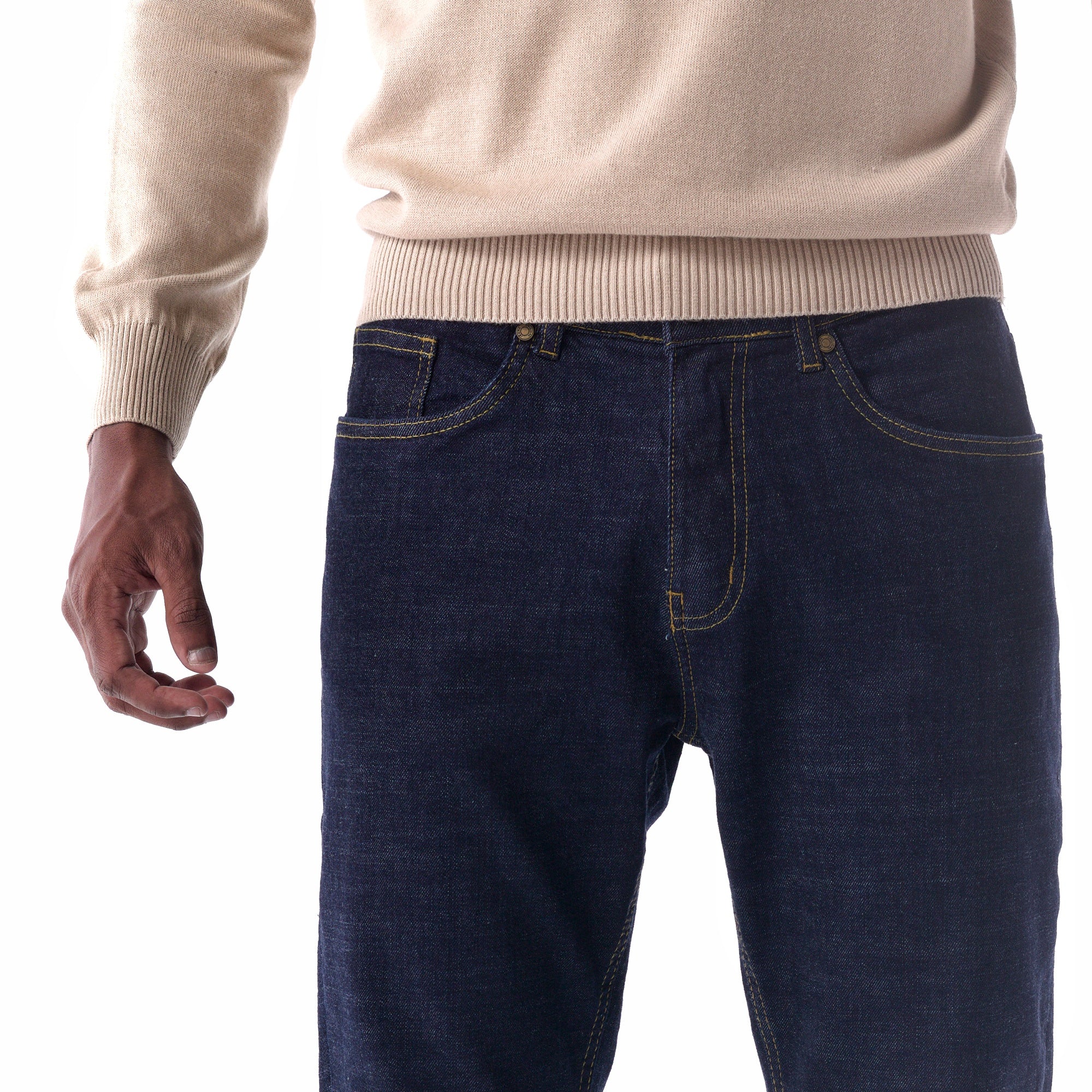 Indigo jeans front focus