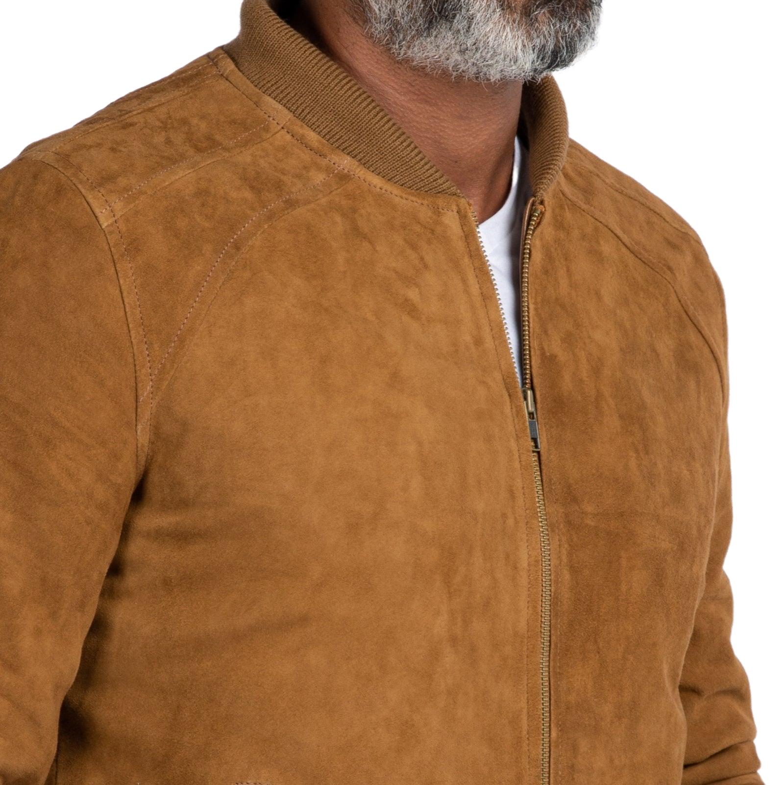 ذا أفينيو – جاكيت بومبر بسحاب من جلد الغزال