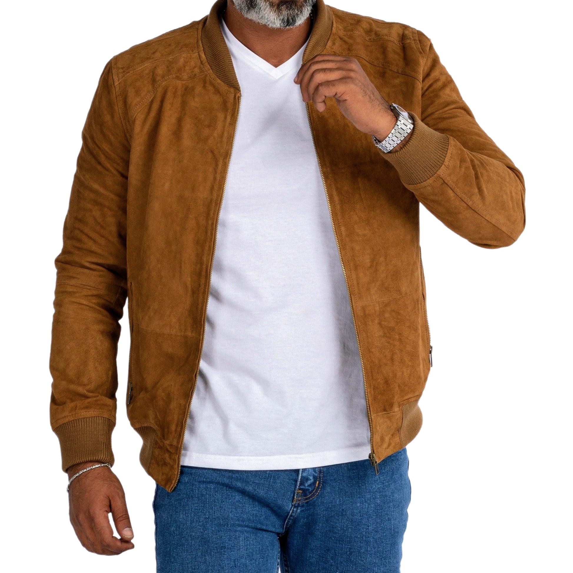 ذا أفينيو – جاكيت بومبر بسحاب من جلد الغزال