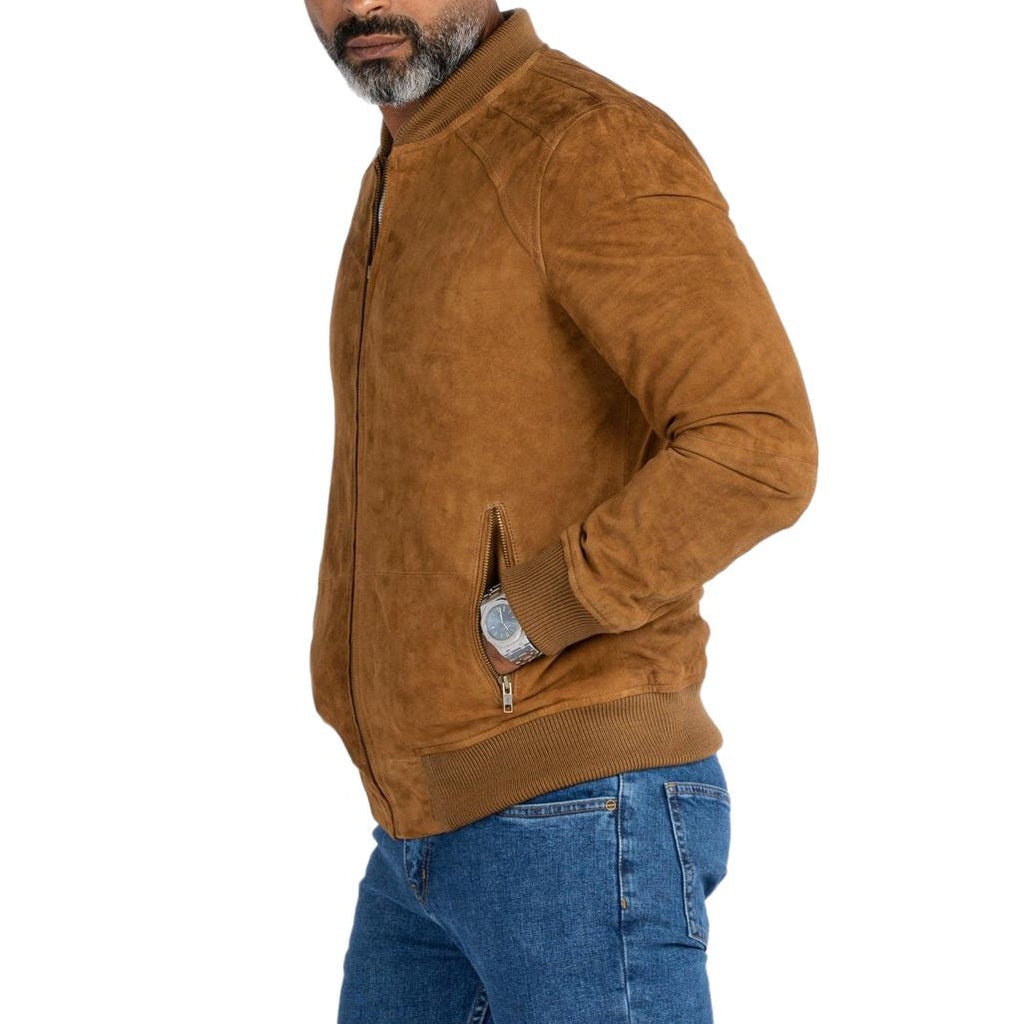 ذا أفينيو – جاكيت بومبر بسحاب من جلد الغزال